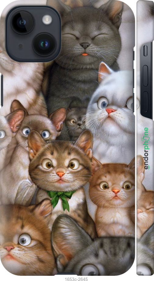 

3D пластиковий матовий чохол "Коти" для iPhone 14 Plus