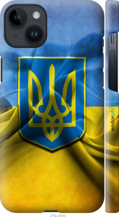 

3D пластиковий матовий чохол "Прапор та герб України" для iPhone 14 Plus, Блакитний