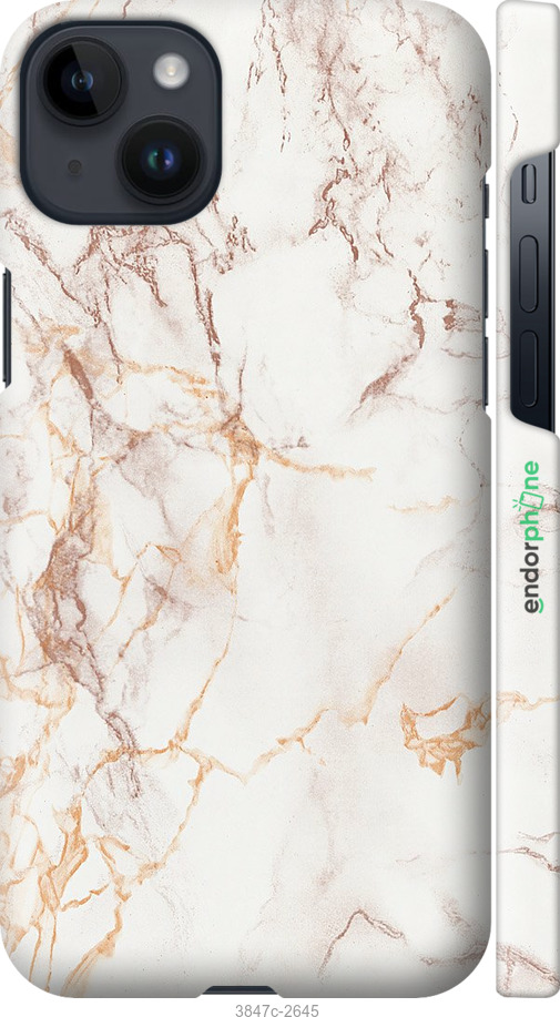 

3D-Kunststoff-Matte Hülle Weißer Marmor" für iPhone 14 Plus", Weiß