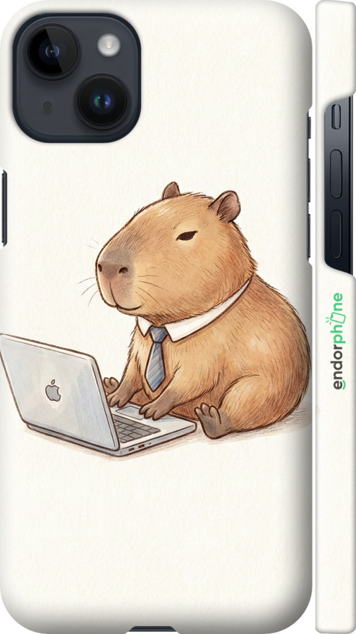 3D пластиковый матовый чехол Funny Capybara CEO Working для Apple iPhone 14 Plus - 6777m-2645 изображение 