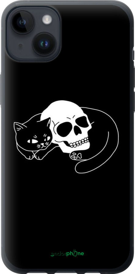 Силиконовый чехол С изображением кота и черепа для Apple iPhone 14 Plus - 6491u-2645 изображение 