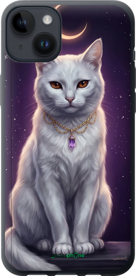 Силиконовый чехол Mystic White Cat Gothic Dark Purple Gold для Apple iPhone 14 Plus - 6805u-2645 изображение 