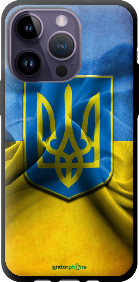 

TPU чорний чохол "Прапор та герб України" для iPhone 14 Pro Max, Блакитний