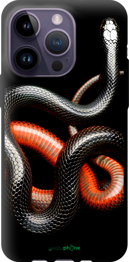 TPU чехол Красно-черная змея на черном фоне для Apple iPhone 14 Pro Max - 4063b-2667 изображение 