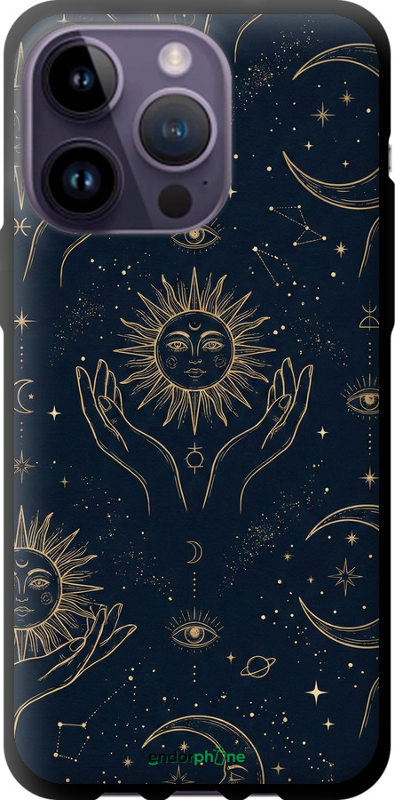 TPU чехол Celestial Harmony: Sun & Moon Gold Mystic Pattern для Apple iPhone 14 Pro Max - 6778b-2667 изображение 
