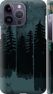 3D пластиковый матовый чехол Лиса и ночной лес для Apple iPhone 14 Pro Max - 6481m-2667 изображение 