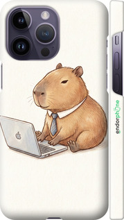 3D пластиковый матовый чехол 'Funny Capybara CEO Working' для iPhone 14 Pro Max изображение 1