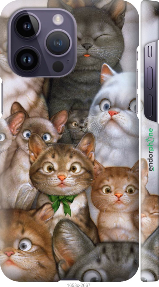 

3D пластиковий матовий чохол "Коти" для iPhone 14 Pro Max