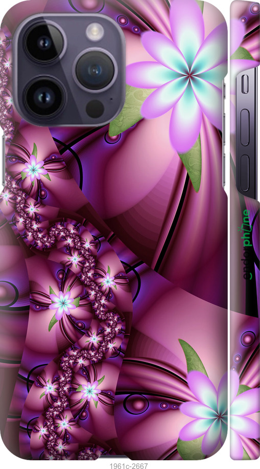 

3D пластиковий матовий чохол "Квіткова мозаїка" для iPhone 14 Pro Max, Рожевий