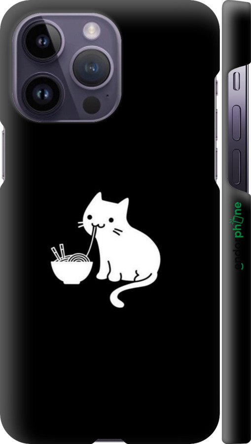 3D пластиковий матовий чехол Милий кіт на чорному фоні для Apple iPhone 14 Pro Max - 6528m-2667 изображение 