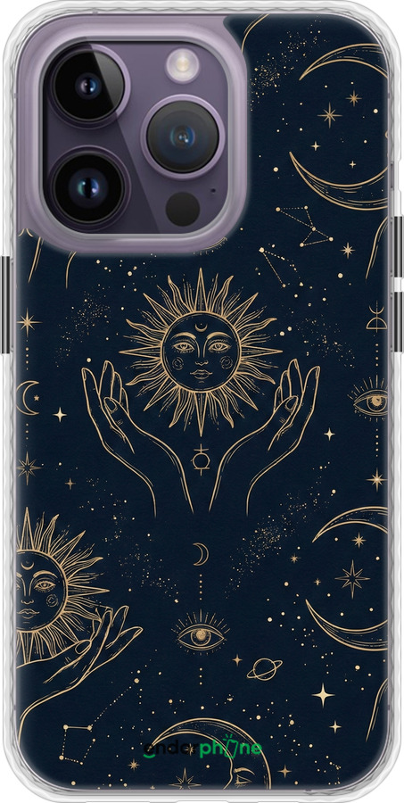 Чехол Bumper чехол Celestial Harmony: Sun & Moon Gold Mystic Pattern для Apple iPhone 14 Pro Max - 6778pc-2667 изображение 