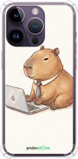 Силикон с усиленными углами чехол Funny Capybara CEO Working для Apple iPhone 14 Pro Max - 6777sp-2667 изображение 