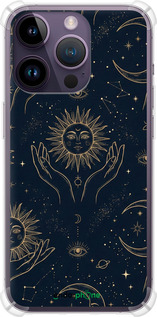 Силіконовий протиударний с посиленими кутами чехол Celestial Harmony: Sun & Moon Gold Mystic Pattern для Apple iPhone 14 Pro Max - 6778sp-2667 изображение 