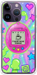 Силикон с усиленными углами чехол Y2K Aesthetic Retro Pet: Годуй мене кавою для Apple iPhone 14 Pro Max - 6784sp-2667 изображение 