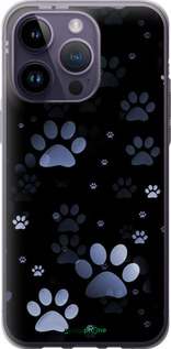 Силиконовый чехол С синими отпечатками лап для Apple iPhone 14 Pro Max - 6441u-2667 изображение 
