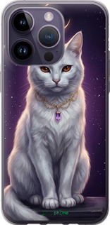 Силиконовый чехол Mystic White Cat Gothic Dark Purple Gold для Apple iPhone 14 Pro Max - 6805u-2667 изображение 