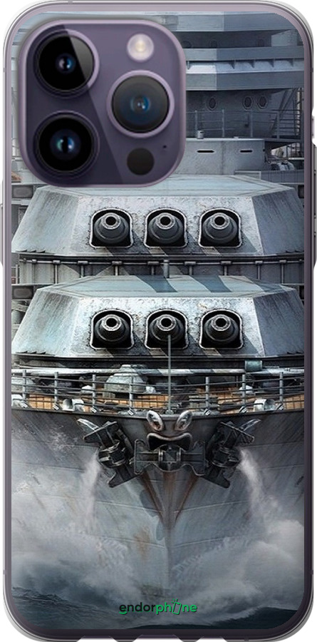 Силиконовый чехол Линкор, world of tanks, wargaming, военный корабль для Apple iPhone 14 Pro Max - 6453u-2667 изображение 