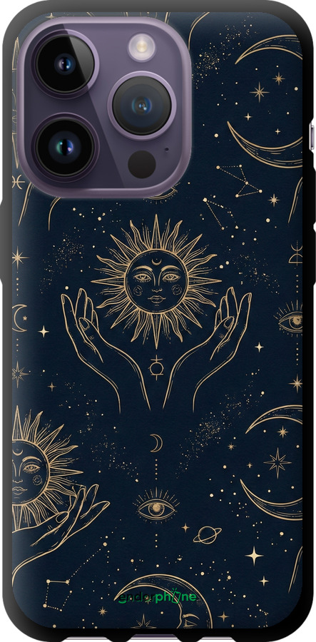 TPU чехол Celestial Harmony: Sun & Moon Gold Mystic Pattern для Apple iPhone 14 Pro - 6778b-2646 изображение 
