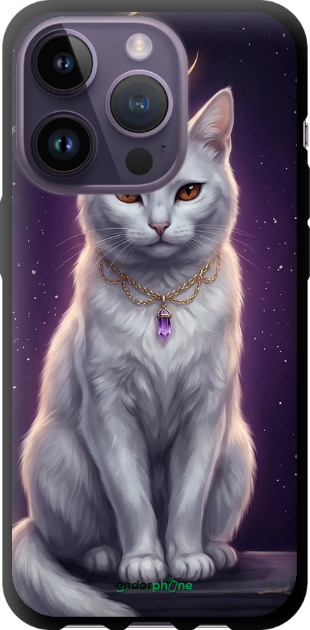 TPU чехол Mystic White Cat Gothic Dark Purple Gold для Apple iPhone 14 Pro - 6805b-2646 изображение 