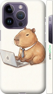 3D пластиковый матовый чехол Funny Capybara CEO Working для Apple iPhone 14 Pro - 6777m-2646 изображение 