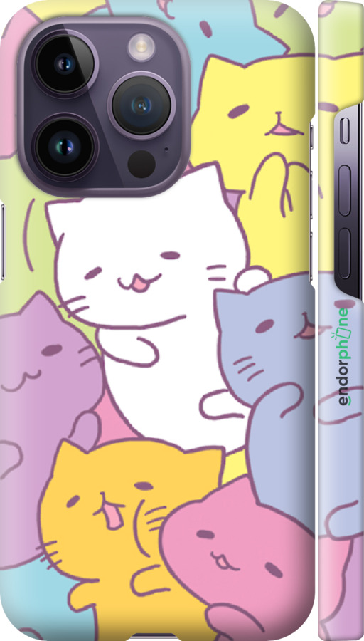 

3D пластиковий матовий чохол "Кошенята " для iPhone 14 Pro, Білий
