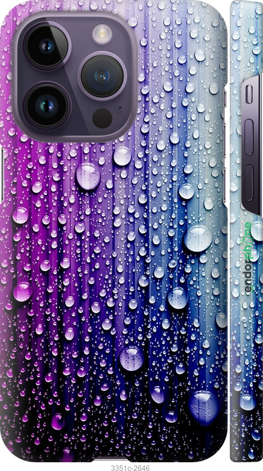 

3D пластиковий матовий чохол "Краплини води" для iPhone 14 Pro, Синій