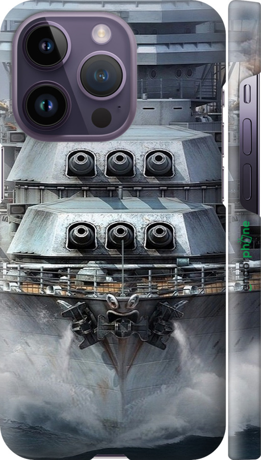 3D пластиковый матовый чехол Линкор, world of tanks, wargaming, военный корабль для Apple iPhone 14 Pro - 6453m-2646 изображение 