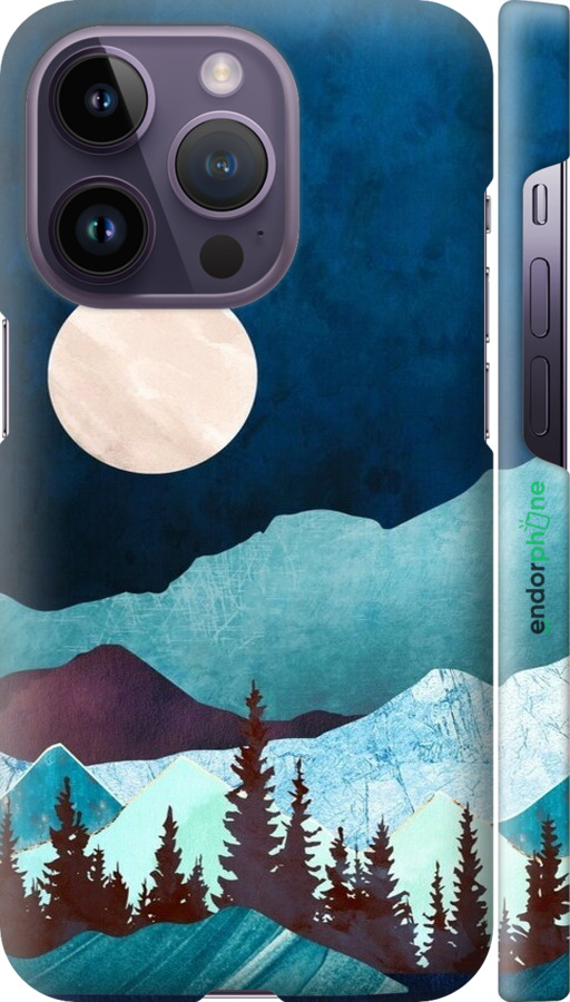 3D пластиковий матовий чехол Гірська ідилія нічний краєвид для Apple iPhone 14 Pro - 6488m-2646 изображение 