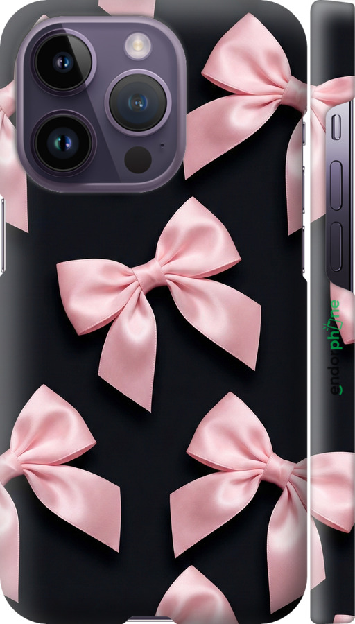 3D пластиковый матовый чехол Coquette Ribbons Dark Coquette для Apple iPhone 14 Pro - 6767m-2646 изображение 