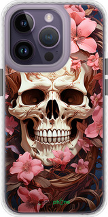 Чохол Bumper чехол Череп у рожевих квітах для Apple iPhone 14 Pro - 5965pc-2646 изображение 