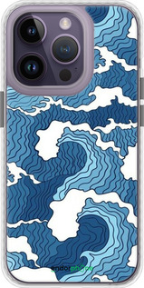Чехол Bumper чехол Абстрактный рисунок морских волн для Apple iPhone 14 Pro - 6538pc-2646 изображение 