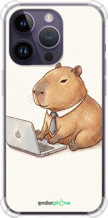 Силикон с усиленными углами чехол Funny Capybara CEO Working для Apple iPhone 14 Pro - 6777sp-2646 изображение 