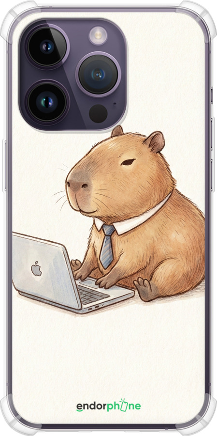 Силикон с усиленными углами чехол Funny Capybara CEO Working для Apple iPhone 14 Pro - 6777sp-2646 изображение 