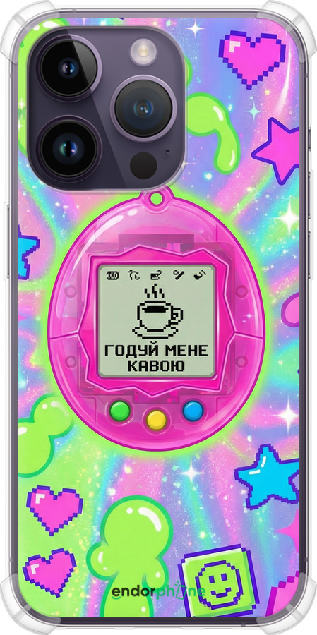 Силіконовий протиударний с посиленими кутами чехол Y2K Aesthetic Retro Pet: Годуй мене кавою для Apple iPhone 14 Pro - 6784sp-2646 изображение 