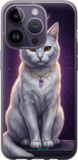 Силиконовый чехол Mystic White Cat Gothic Dark Purple Gold для Apple iPhone 14 Pro - 6805u-2646 изображение 