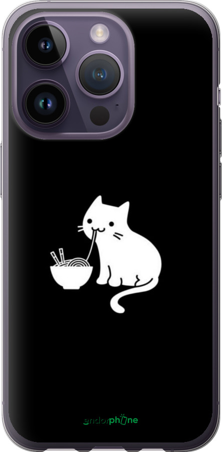 Силіконовий чехол Милий кіт на чорному фоні для Apple iPhone 14 Pro - 6528u-2646 изображение 