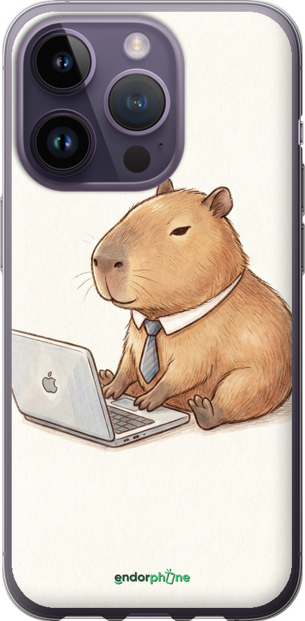 Силиконовый чехол Funny Capybara CEO Working для Apple iPhone 14 Pro - 6777u-2646 изображение 