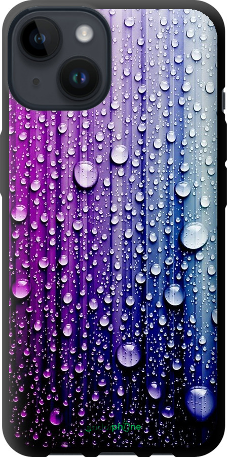 

TPU чорний чохол "Краплини води" для iPhone 14, Синій