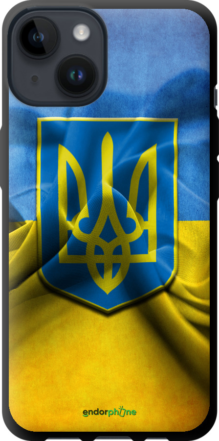 

TPU чорний чохол "Прапор та герб України" для iPhone 14, Блакитний