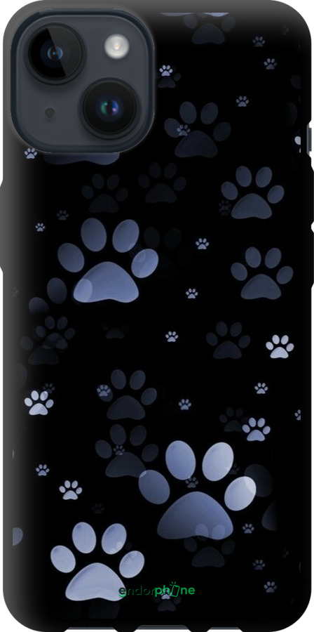 TPU чехол С синими отпечатками лап для Apple iPhone 14 - 6441b-2648 изображение 