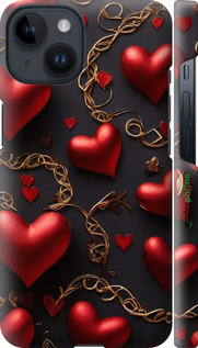 3D пластиковый матовый чехол Сердечки для Apple iPhone 14 - 5831m-2648 изображение 