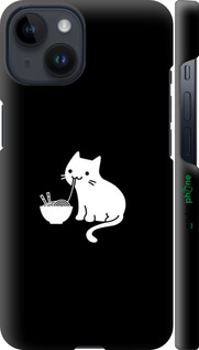 3D пластиковый матовый чехол С милым котом на черном фоне для Apple iPhone 14 - 6528m-2648 изображение 