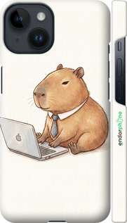 3D пластиковый матовый чехол 'Funny Capybara CEO Working' для iPhone 14 изображение 1