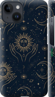 3D пластиковый матовый чехол 'Celestial Harmony: Sun & Moon Gold Mystic Pattern' для iPhone 14 изображение 13