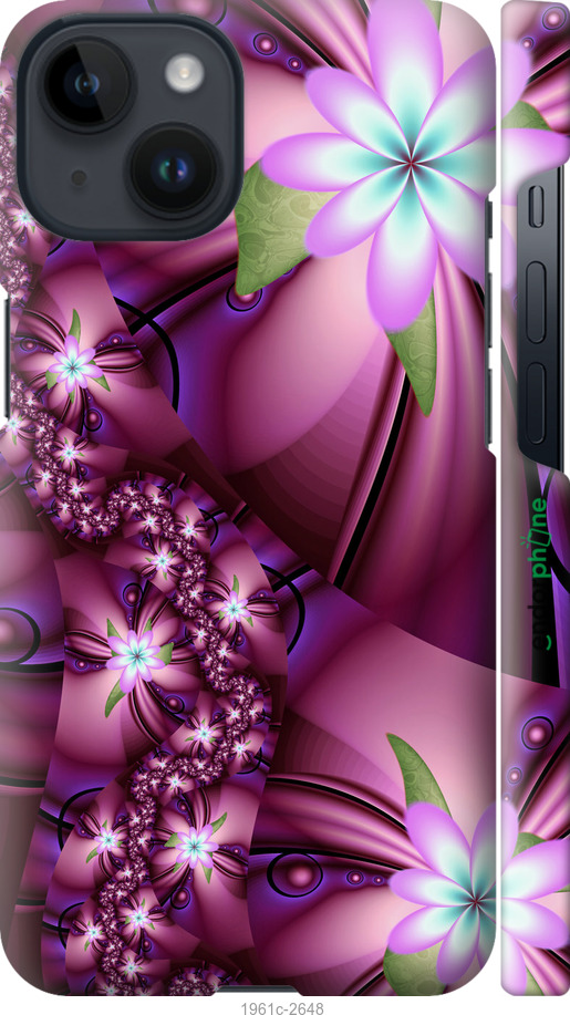 

3D пластиковий матовий чохол "Квіткова мозаїка" для iPhone 14, Рожевий