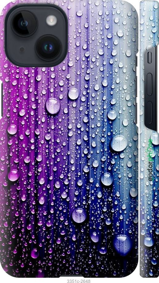 

3D пластиковий матовий чохол "Краплини води" для iPhone 14, Синій