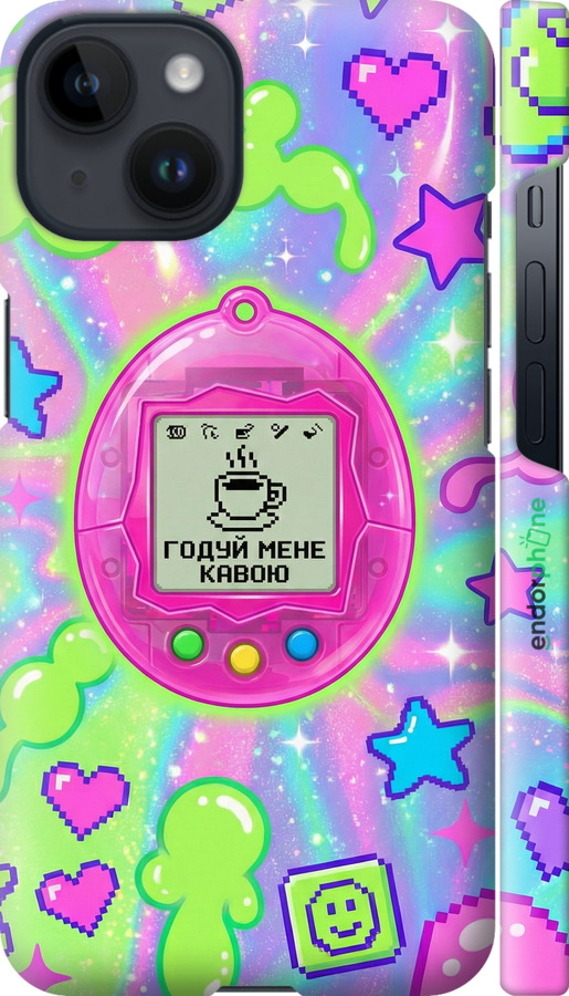 3D пластиковый матовый чехол Y2K Aesthetic Retro Pet: Годуй мене кавою для Apple iPhone 14 - 6784m-2648 изображение 
