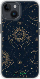 Чохол Bumper MagSafe чехол Celestial Harmony: Sun & Moon Gold Mystic Pattern для Apple iPhone 14 - 6778pm-2648 изображение 