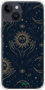 Силіконовий протиударний с посиленими кутами чехол Celestial Harmony: Sun & Moon Gold Mystic Pattern для Apple iPhone 14 - 6778sp-2648 изображение 