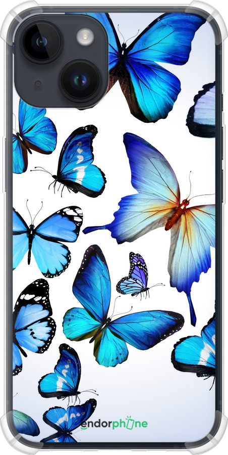 Силикон с усиленными углами чехол Бабочки для Apple iPhone 14 - 6023sp-2648 изображение 